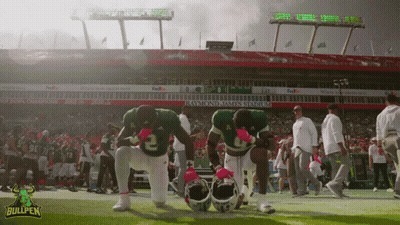 Florida Bullpen Football Players Huddle GIF