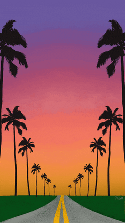 Florida Sky Palm Tree Line Animation GIF