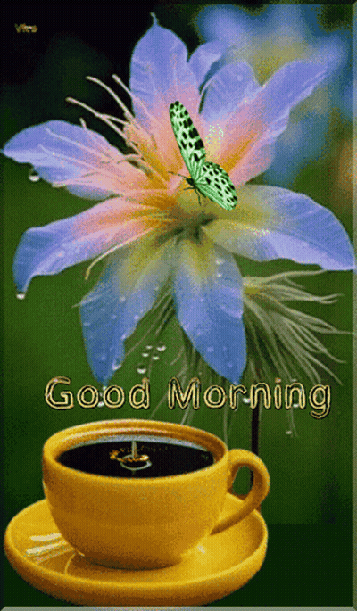 Flower And Coffee Cup Good Morning GIF