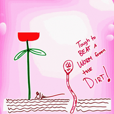Flower And Worm Tough To Beat GIF