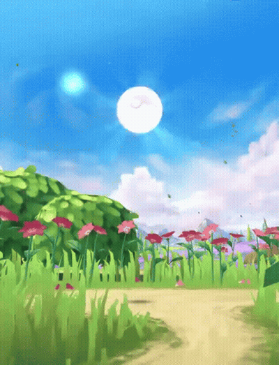 Flower Field With Moon GIF