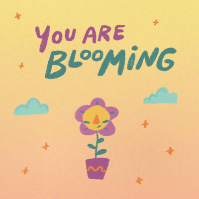 Flower In Pot Saying You Are Blooming GIF