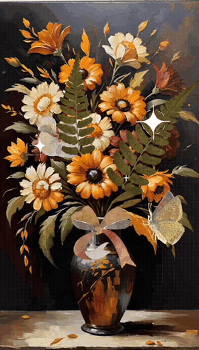 Flower Painting With Bow GIF