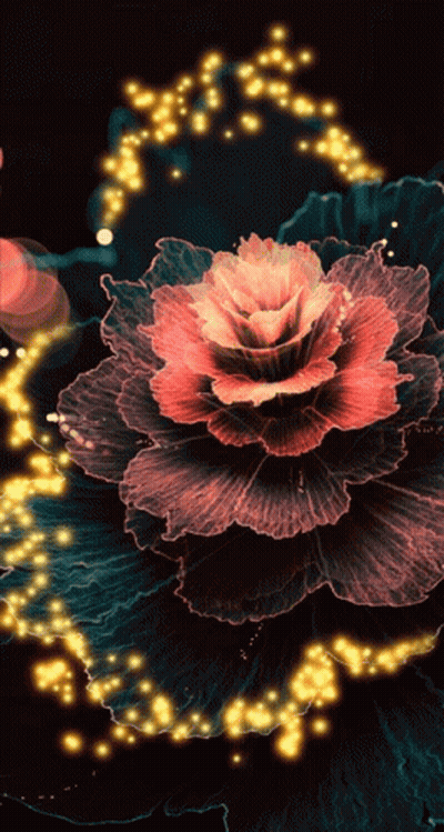Flower Painting With Glowing Lights GIF