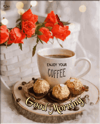 Flower With Butterfly Coffee Good Morning  GIF