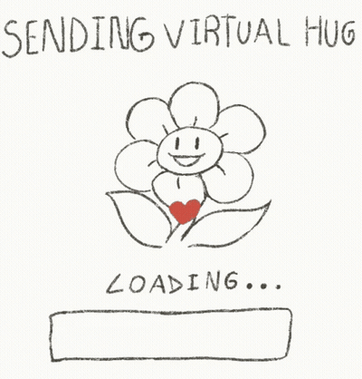 Flower With Heart Sending Virtual Hug GIF