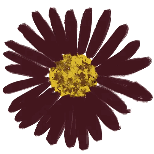 Flower With Yellow Center And Dark Petals Sticker