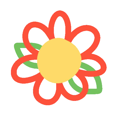 Flower With Yellow Center And Red Petals Sticker
