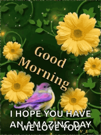 Flowers And Bird Good Morning I Hope You Have An Awesome Day GIF