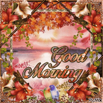 Flowers And Birds Saying Good Morning GIF