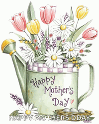 Flowers And Butterfly Animation Happy Mother Day GIF