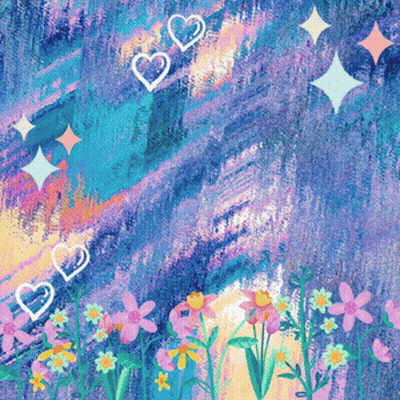 Flowers And Hearts Painting GIF