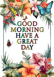 Flowers Butterfly Frame Wishing Wonderful Day GIF