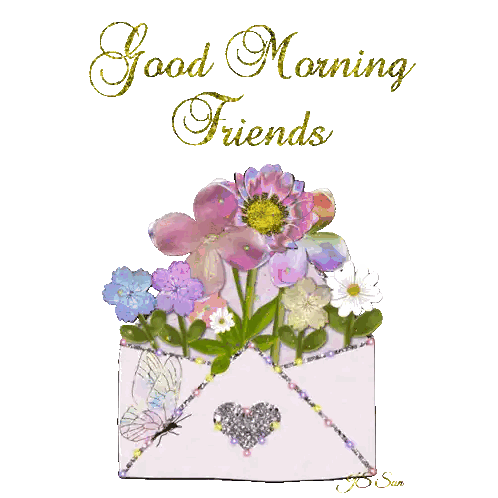 Flowers In Envelope Good Morning Friends Sticker