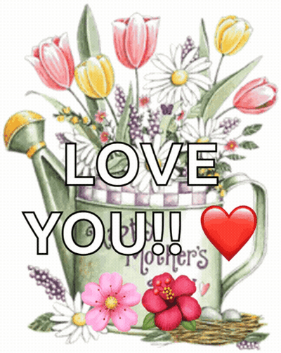 Flowers In Watering Can Love You GIF
