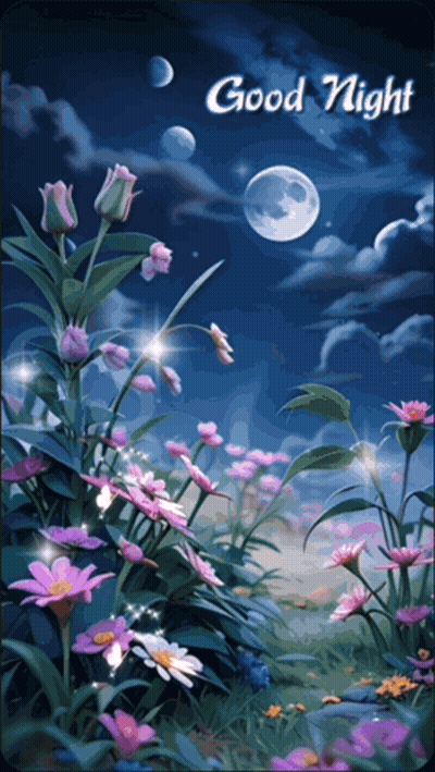 Flores diciendo Buenas noches GIF