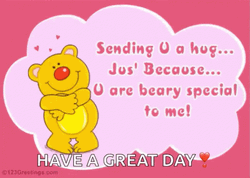 Fluffy Bear Sending You A Hug Letter Card