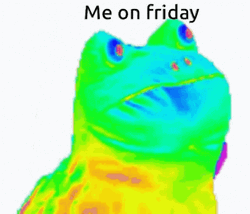 Fluorescent Rainbow Frog Dancing Me On Friday Meme GIF