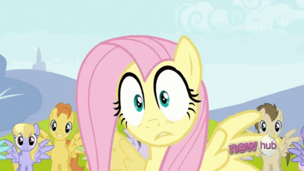 Fluttershy Freaking Out Of Everyone Staring GIF