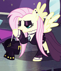 Fluttershy In Black Get Up GIF
