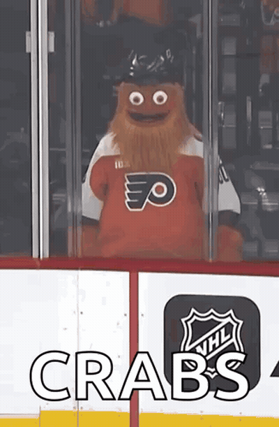 Flyers Mascot Sitting Behind Glass Wall GIF