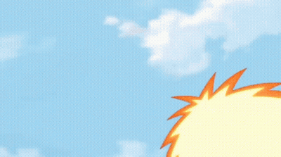 Flying Cartoon Character Holding Fireball GIF