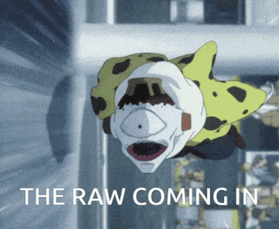 Flying Cartoon Character With The Raw Coming Behind GIF