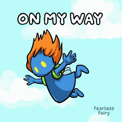 Flying Cartoon Saying On My Way GIF
