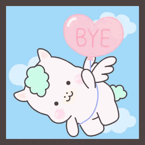 Flying Cat With Bye Balloon Sticker