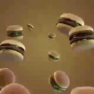 Flying Cheeseburgers GIF