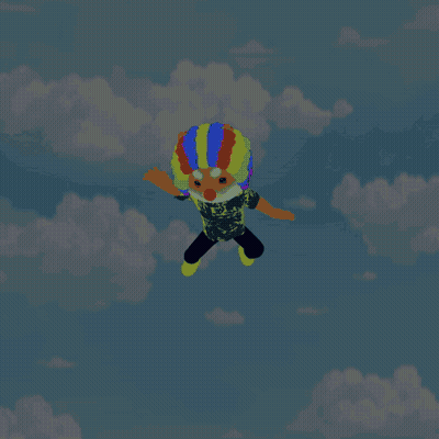 Flying Clown Surrounded By Pizza Slices GIF