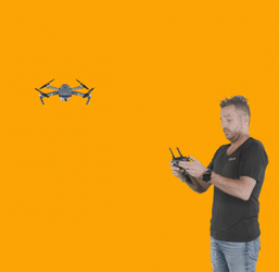 Flying Drone On Orange Background GIF
