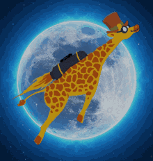 Flying Giraffe With Jet Pack GIF