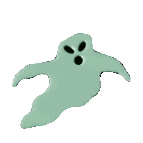 Flying Green Ghost With Black Eyes Sticker