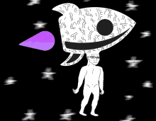 Flying Man With Big Rocket Brain GIF