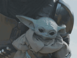 Flying Mandalorian Baby Grogu GIF