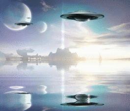 Flying Saucers Over Lake GIF
