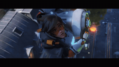 Flying Video Game Character Looking Down GIF