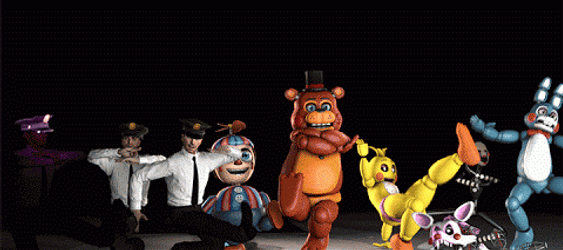 Fnaf Jumpscare Characters Dancing Together GIF