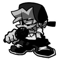 Fnf Boyfriend Black And White Holding Mic GIF
