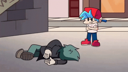 Fnf Boyfriend Dancing In Front Of Unconscious Guy GIF
