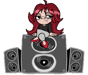Fnf Girlfriend Sitting On Top Of Speaker GIF