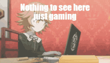 Focused Anime Laptop Typing Nothing To See Here GIF