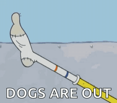 Foot Cartoon Saying Dogs Are Out GIF