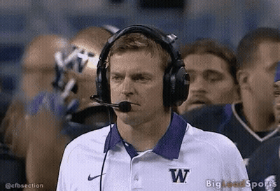 Football Coach In Headphones And Purple W Shirt GIF
