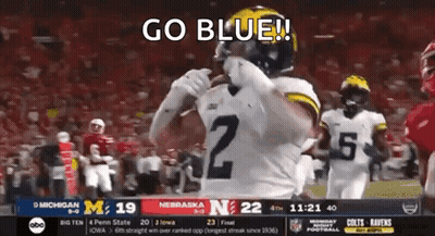 Football Field With Go Blue M Club Supports You Banner GIF