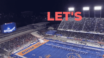 Football Field With Let's In Red GIF