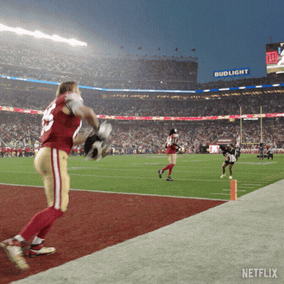 Football Game In Stadium With Bud Light Sign GIF