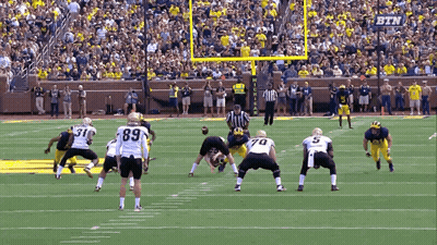Football Game In Stadium With Michigan Banner GIF