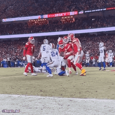 Football Game In Stadium With Special Car Wash Of Kansas City Sign GIF